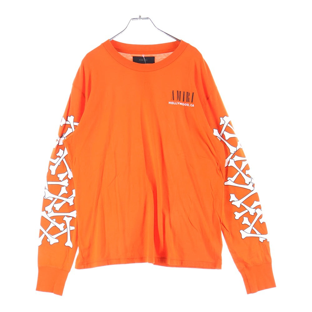 AMIRI(アミリ) ハリウッドロゴ ボーンプリント 長袖Tシャツ カットソー オレンジ PS22MJG022