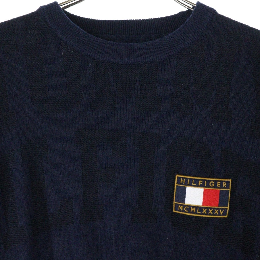 『金ちゃん』　トミーヒルフィガー ネイビー セーター LL TOMMY HILFIGER(トミーヒルフィガー) ロゴワッペン クルーネックニット
