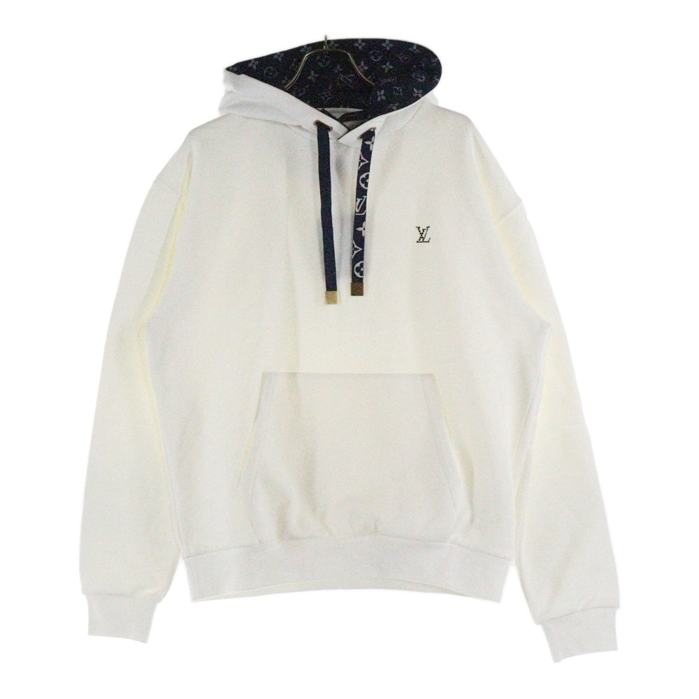 LOUIS VUITTON(ルイヴィトン) 25SS LVラインストーンロゴ モノグラムドローコードスウェットパーカー フーディ RM252MQ ZA8 HSY25W ホワイト