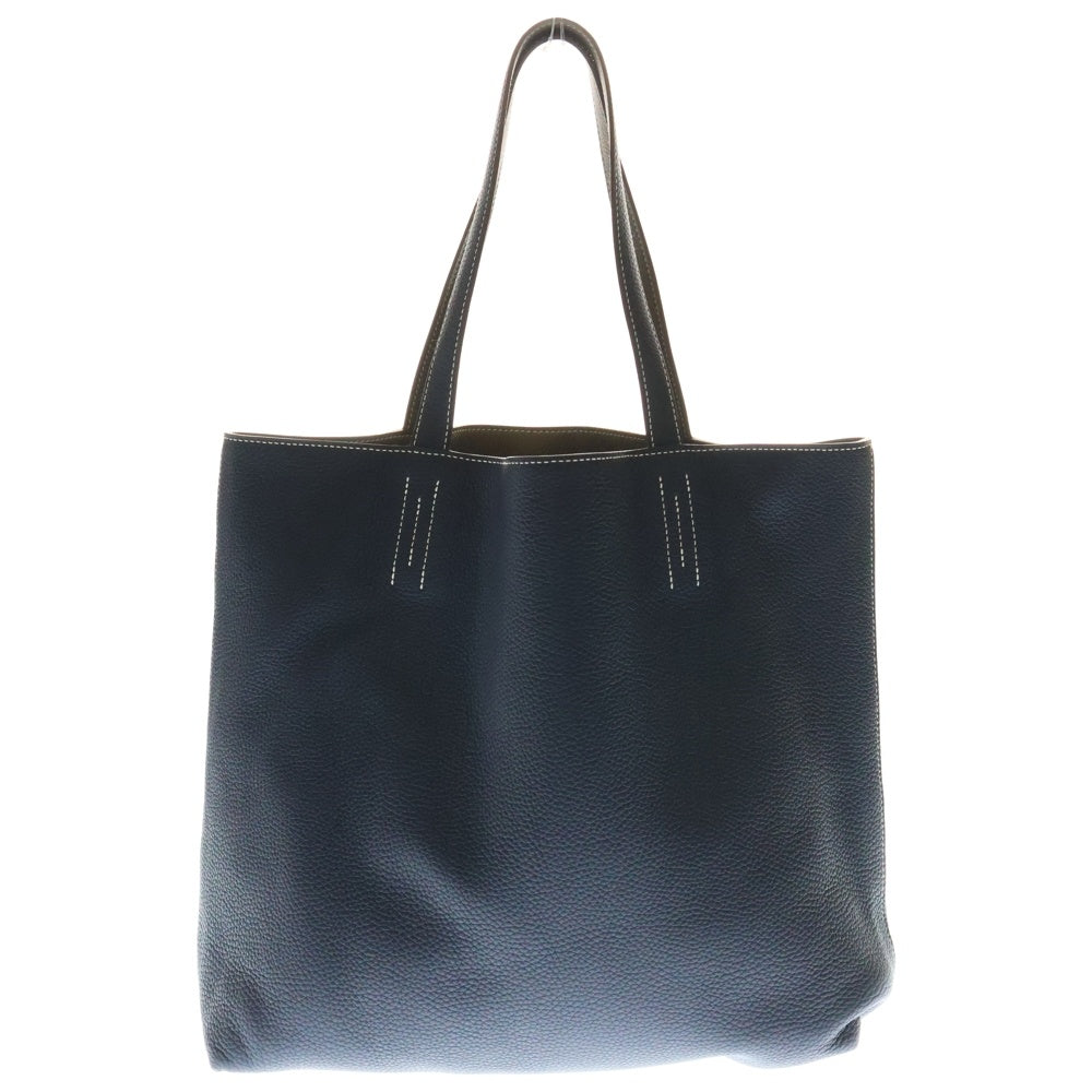 HERMES(エルメス) ドゥブルセンス45 トリヨンクレマンス リバーシブル レザートートバッグ Z刻印 ベージュ/ネイビー