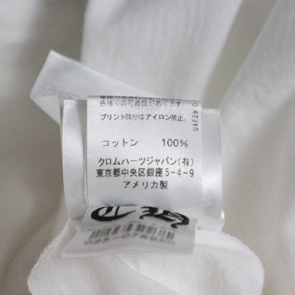 CHROME HEARTS(クロムハーツ) Neon Pink Stripe Logo Tee ネオンピンク ストライプロゴプリント クルーネック半袖Tシャツ カットソー ホワイト/ピンク