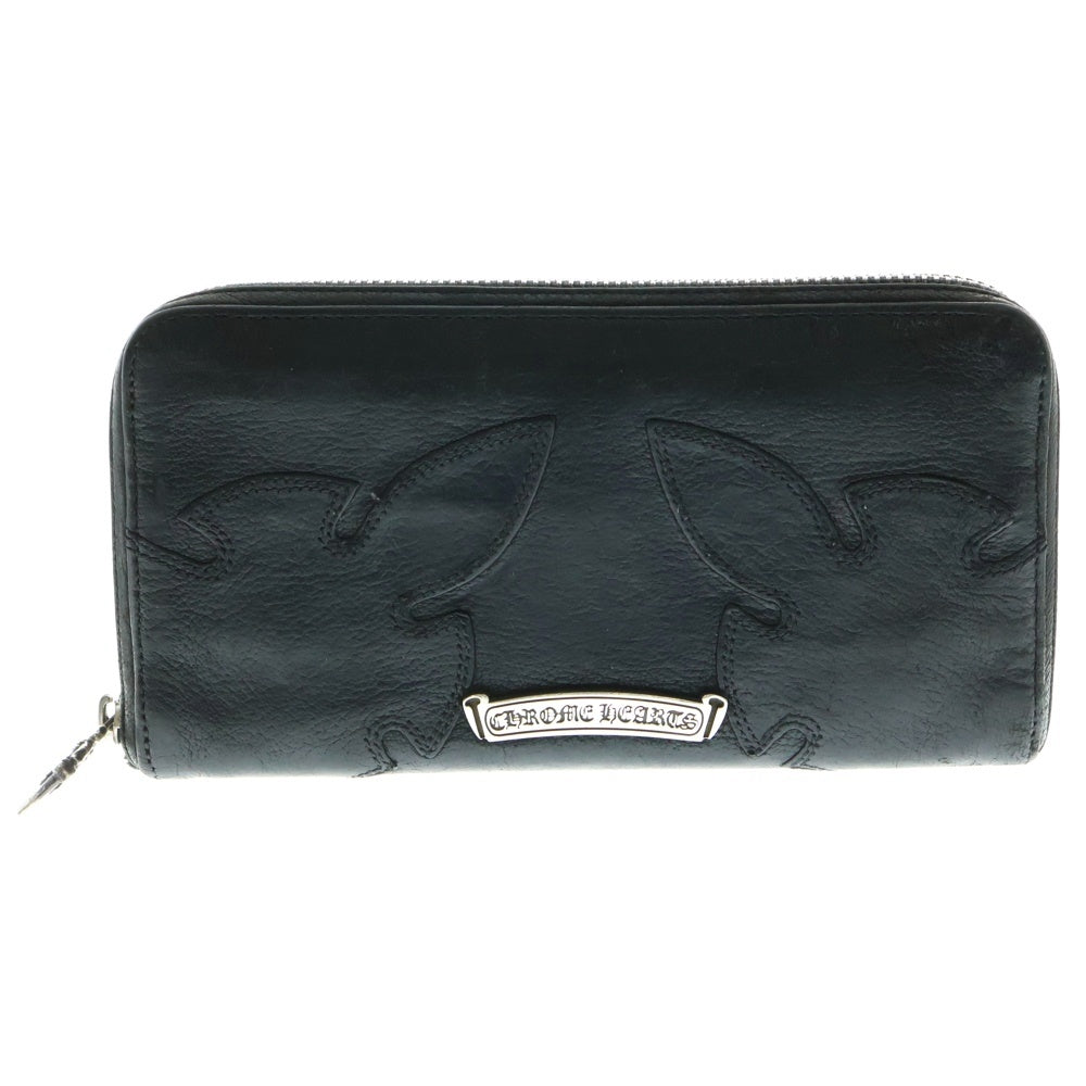 CHROME HEARTS(クロムハーツ) REC F ZIP ダブル フレアニー ラウンドジップ レザー ロングウォレット 長財布 ブラック