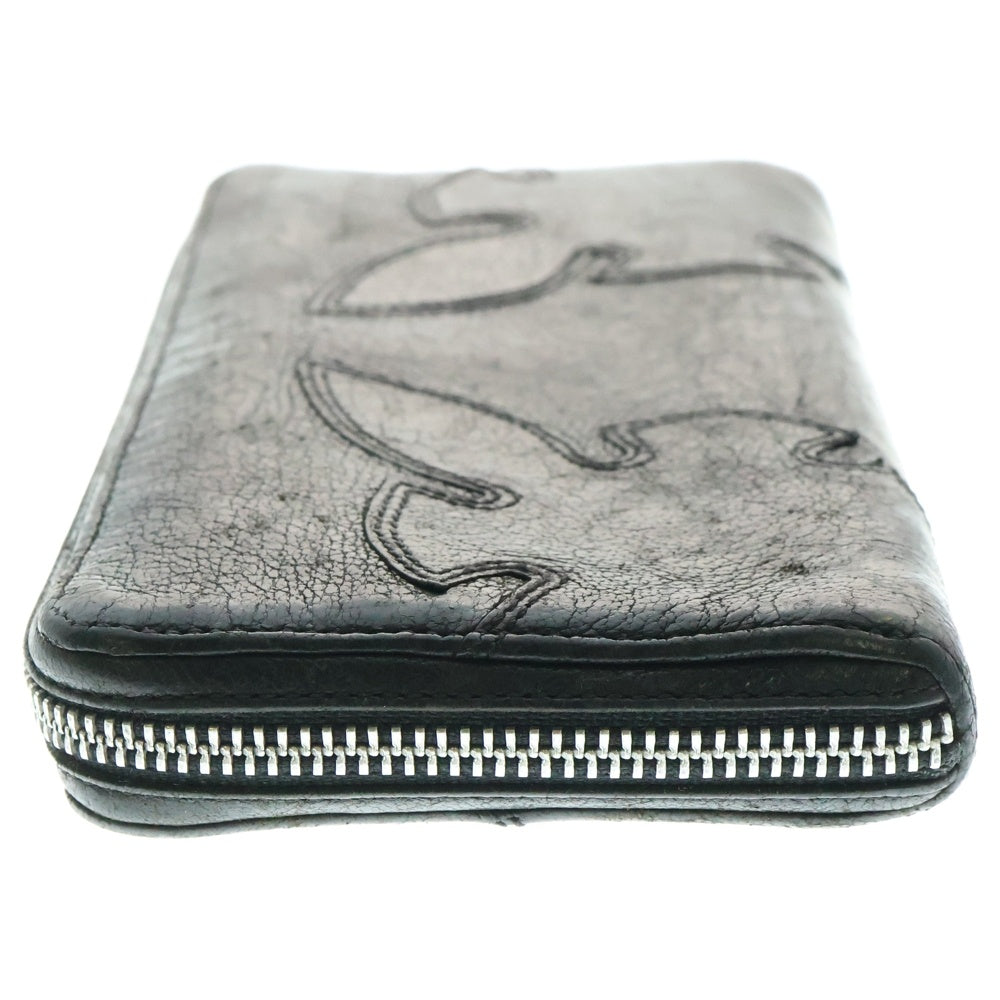 CHROME HEARTS(クロムハーツ) REC F ZIP ダブル フレアニー ラウンドジップ レザー ロングウォレット 長財布 ブラック