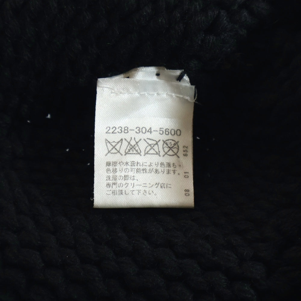 CHROME HEARTS(クロムハーツ) CASHMERE BS FLARE BEANIE カシミヤ BSフレア ビーニー レザーパッチ BSフレアボタン ニットキャップ ブラック/シルバー