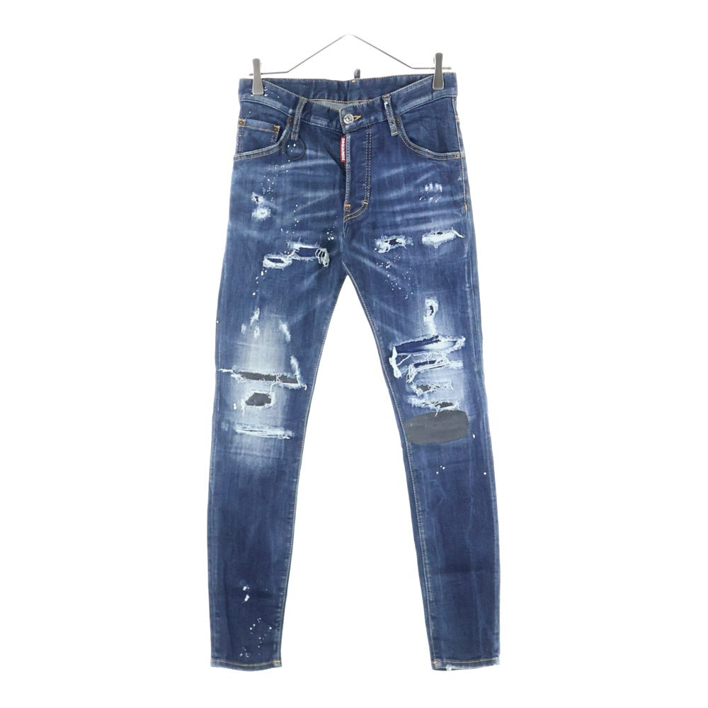 DSQUARED2(ディースクエアード) SUPER TWINKY JEAN スーパートゥインキージーンズ ダメージ加工 インディゴ S74LB0923S30708
