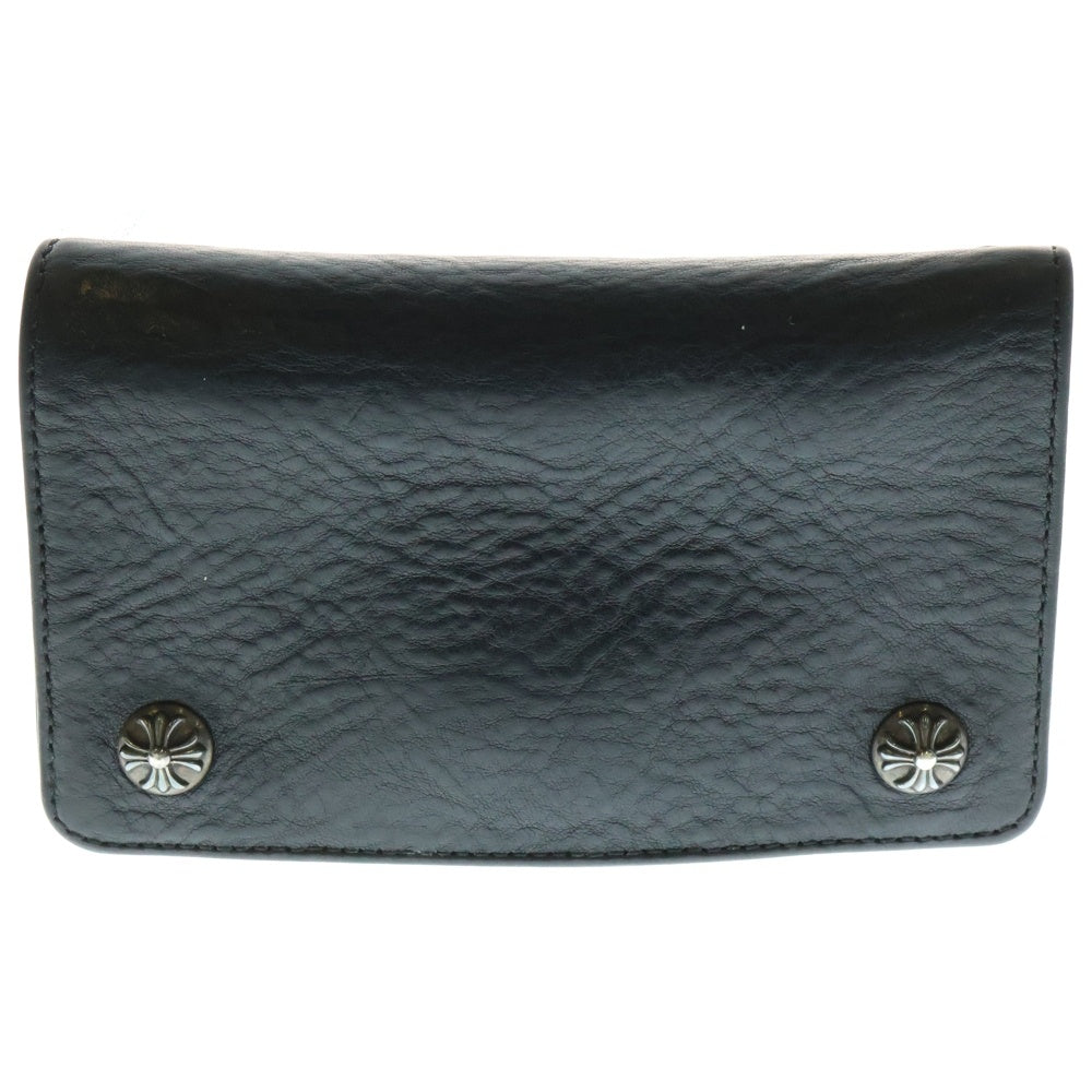 CHROME HEARTS(クロムハーツ) 1ZIP 1ジップ クロスボールボタン レザーウォレット 財布 ブラック BCA362