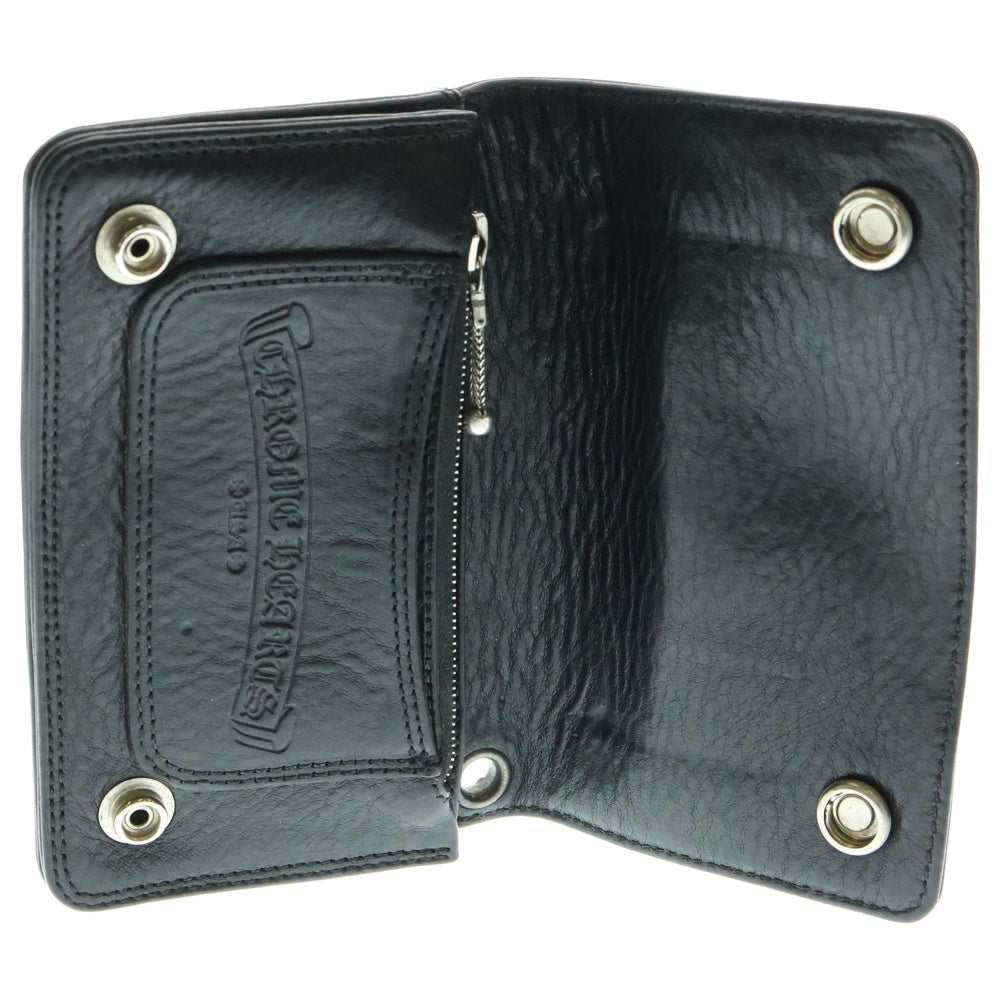 CHROME HEARTS(クロムハーツ) 1ZIP 1ジップ クロスボールボタン レザーウォレット 財布 ブラック BCA362