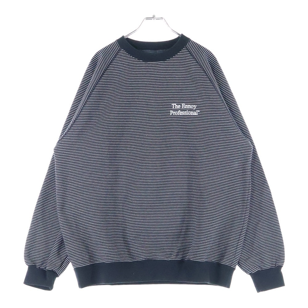 ENNOY(エンノイ) 24AW BORDER CREW AW24BRENCT01NTL ボーダー クルーネック スウェットシャツ トレーナー ブラック/ホワイト