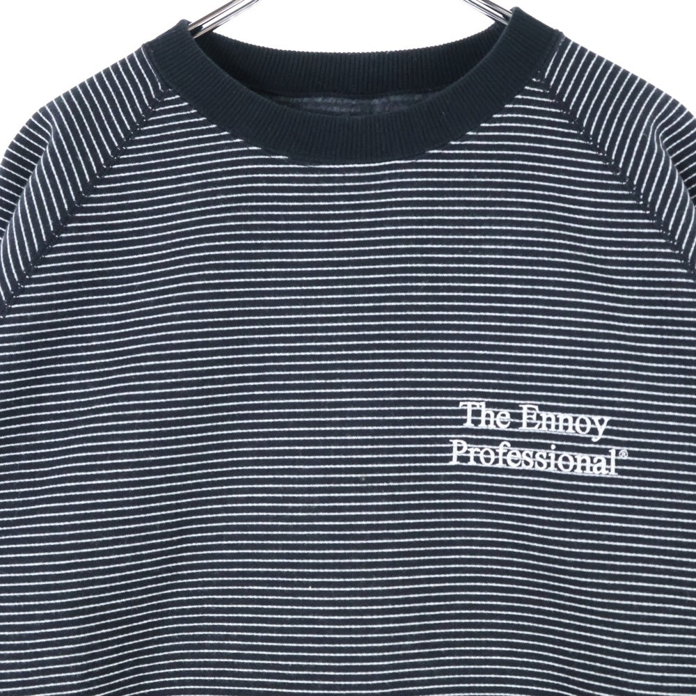 ENNOY(エンノイ) 24AW BORDER CREW AW24BRENCT01NTL ボーダー クルーネック スウェットシャツ トレーナー ブラック/ホワイト