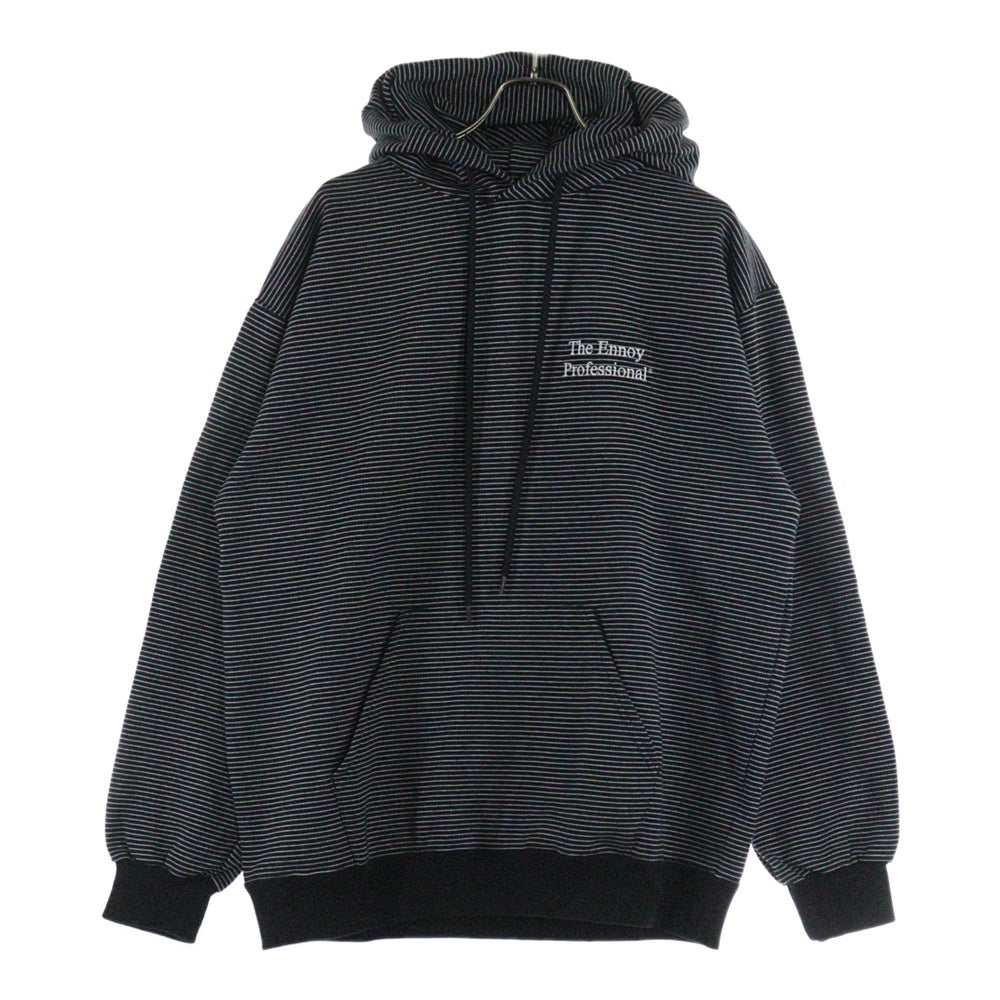 ENNOY(エンノイ) 24AW BORDER HOODY SWEAT AW24BRENCT02NTL ボーダー プルオーバーパーカー ブラック/ホワイト
