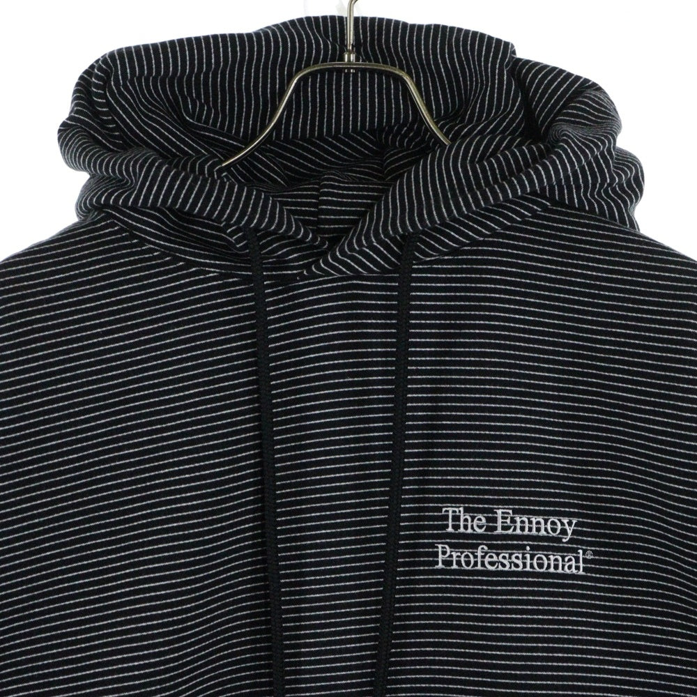 ENNOY(エンノイ) 24AW BORDER HOODY SWEAT AW24BRENCT02NTL ボーダー プルオーバーパーカー ブラック/ホワイト