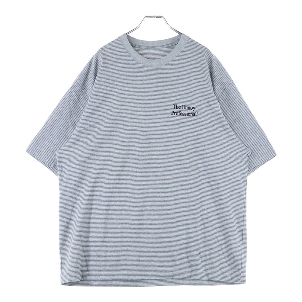 ENNOY(エンノイ) 23SS Border T-Shirt SS23BRENCT05AM ボーダー クルーネック 半袖Tシャツ カットソー グレー/ブラック