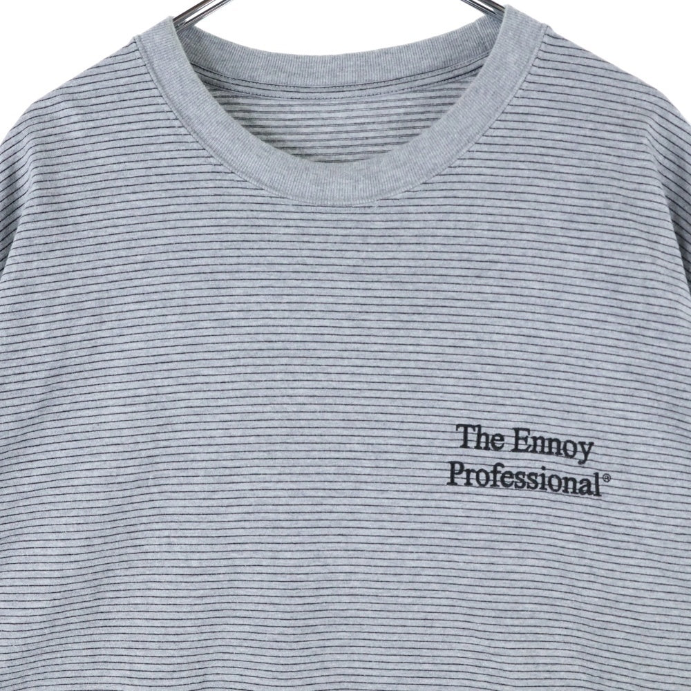 ENNOY(エンノイ) 23SS Border T-Shirt SS23BRENCT05AM ボーダー クルーネック 半袖Tシャツ カットソー グレー/ブラック