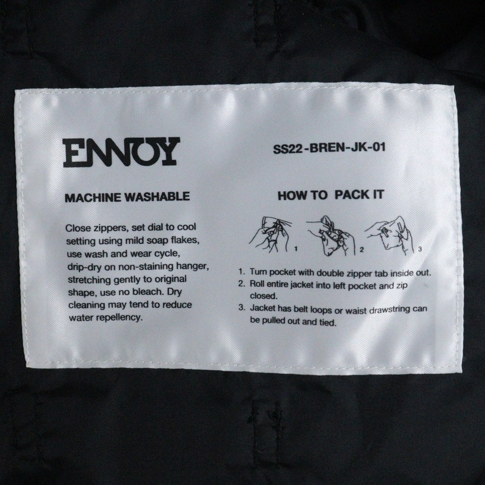 ENNOY(エンノイ) 22SS PACKABLE NYLON JACKET SS22BRENJK01 ナイロン ジップアップジャケット フーディ ブラック