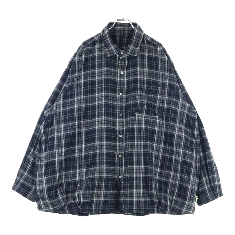 SSZ(エスエスズィー) 21AW Balloon Shirts 21F-SK020 フランネル バルーンチェック長袖シャツ ブラック/グレー