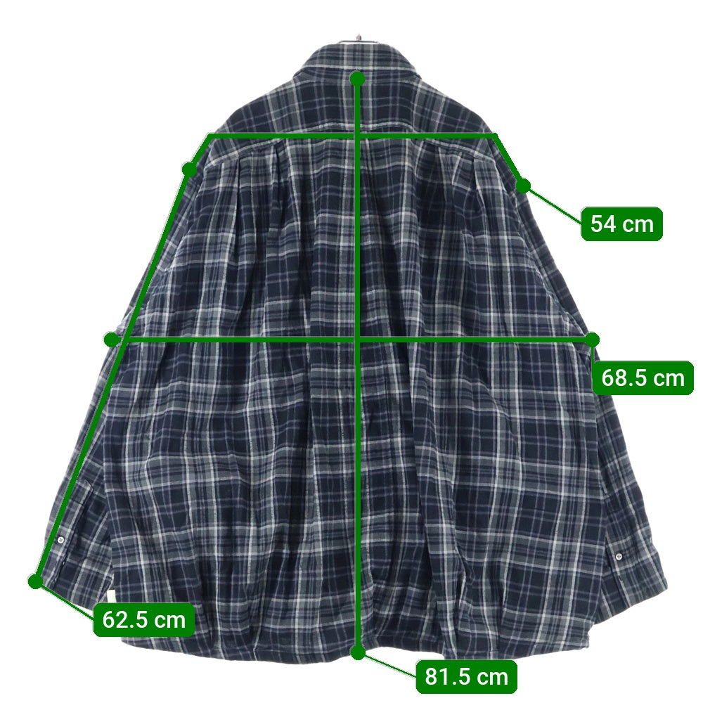 SSZ(エスエスズィー) 21AW Balloon Shirts 21F-SK020 フランネル バルーンチェック長袖シャツ ブラック/グレー