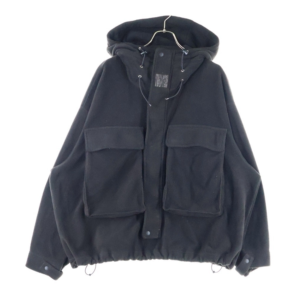 S.F.C(ストライプス フォー クリエイティ) 23AW FLEECE HOODIE JACKET SFCFW23J07 オーバーサイズ フリース プルオーバージャケット フーディ ブラック