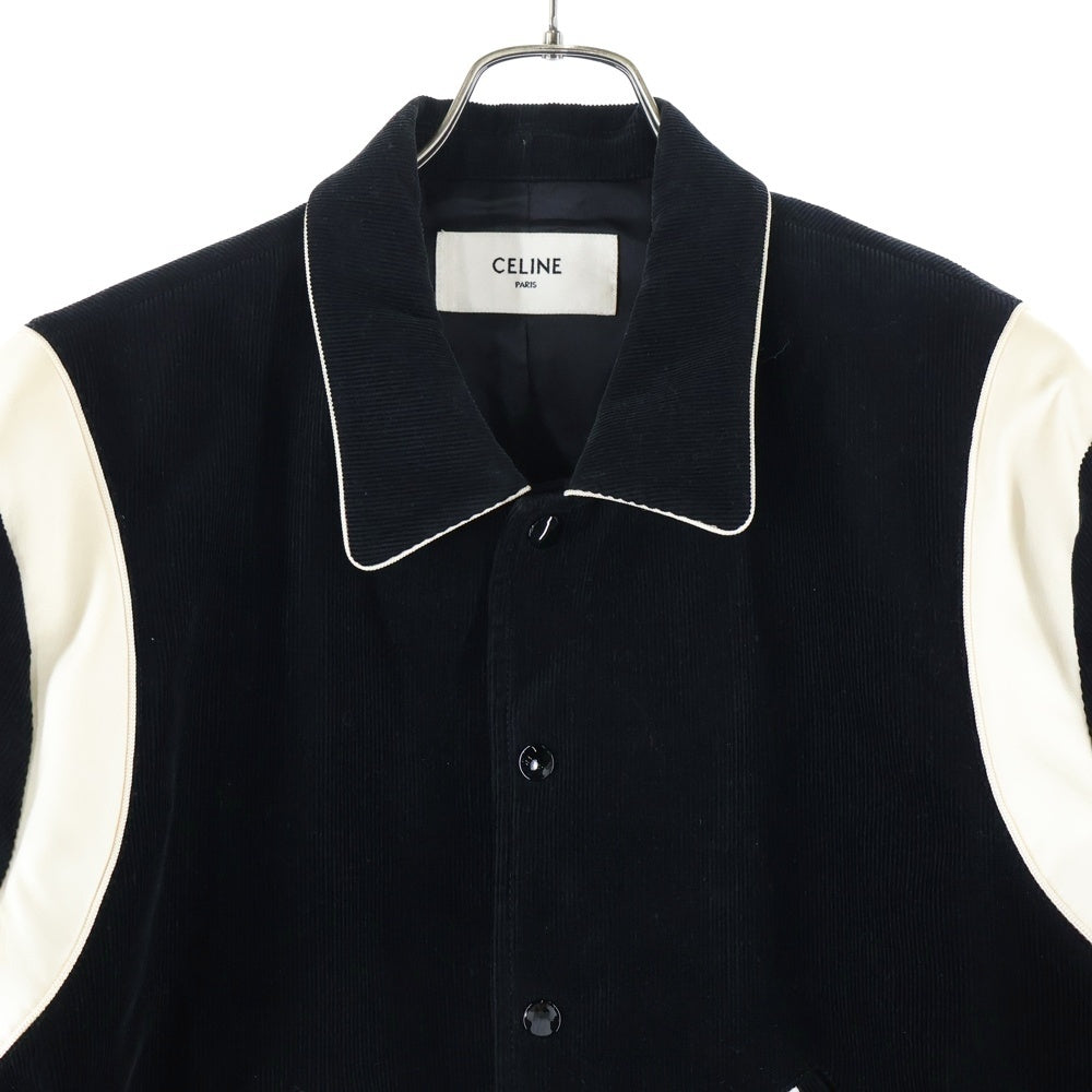 CELINE(セリーヌ) 19AW Teddy Jacket テディジャケット スタジャン サテン切替 ブラック 2V191824D