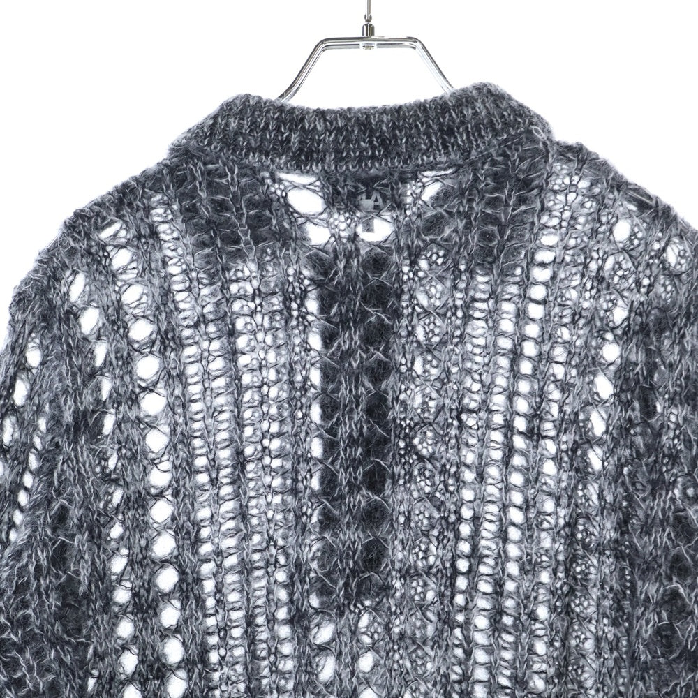 GANNI(ガニー) Mohair Lace Polo 2640 モヘヤ ローゲージニット長袖ポロシャツ グレー レディース
