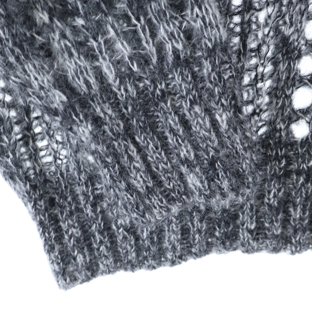 GANNI(ガニー) Mohair Lace Polo 2640 モヘヤ ローゲージニット長袖ポロシャツ グレー レディース