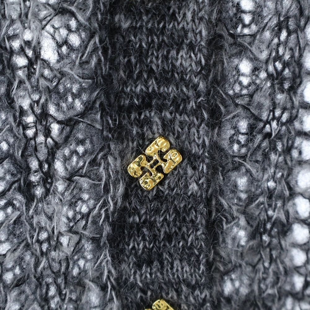 GANNI(ガニー) Mohair Lace Polo 2640 モヘヤ ローゲージニット長袖ポロシャツ グレー レディース