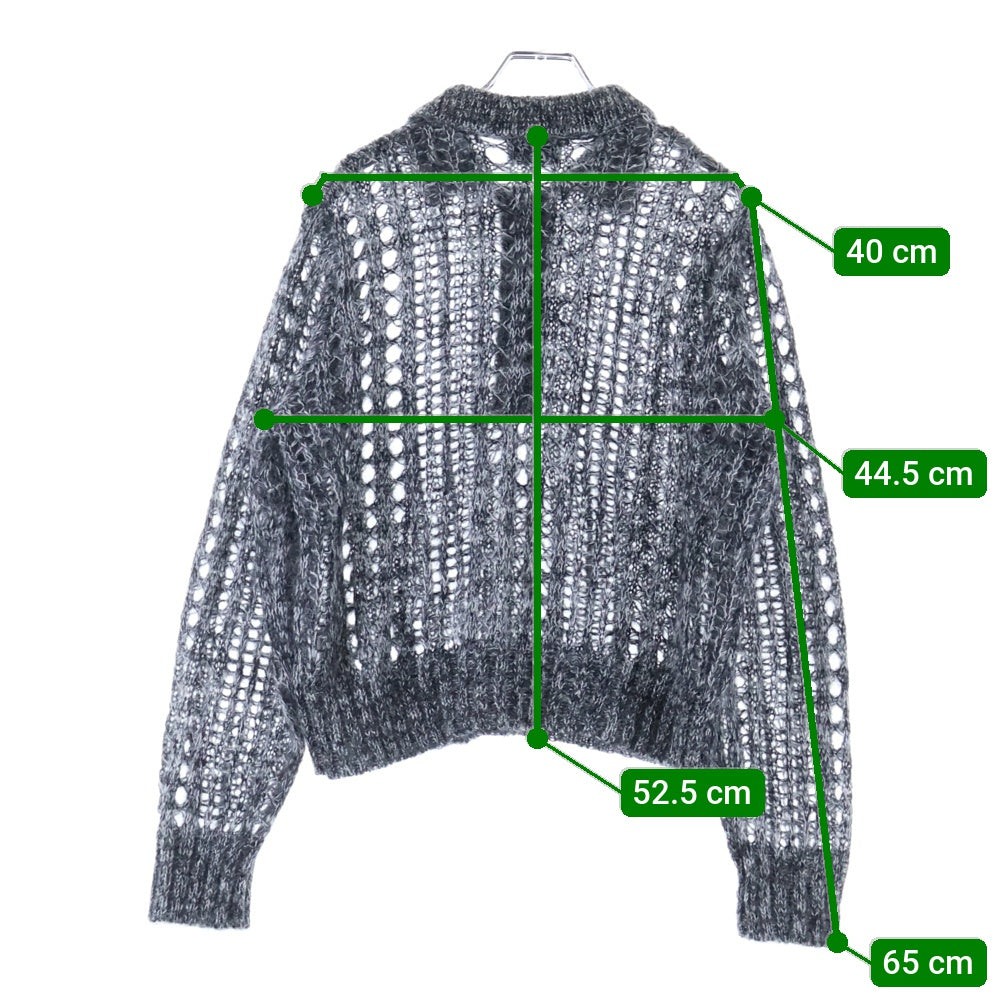GANNI(ガニー) Mohair Lace Polo 2640 モヘヤ ローゲージニット長袖ポロシャツ グレー レディース