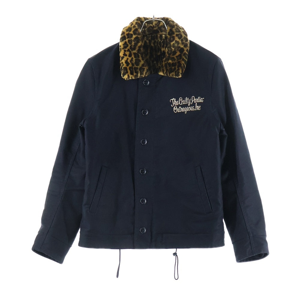 WACKO MARIA(ワコマリア) N-1 DECK JACKET レオパードボア デッキジャケット ブラック