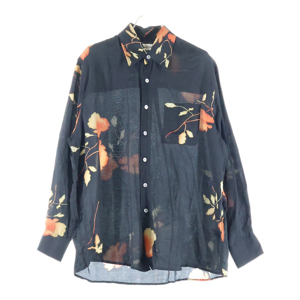 OUR LEGACY(アワーレガシー) 23AW ABOVE SHIRT Nocturnal Flower Print M4232ABW フラワープリント シルク混 長袖シャツ ブラック