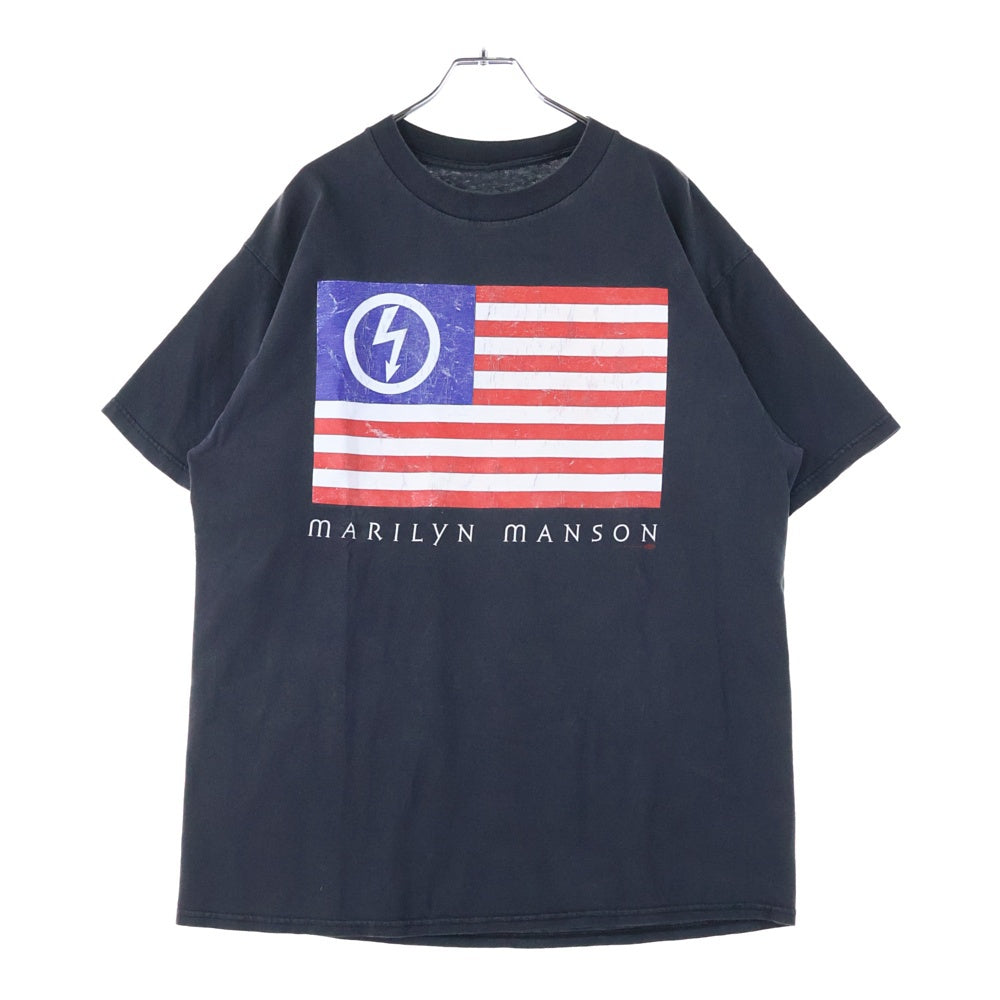 VINTAGE(ヴィンテージ) 90S Marilyn Manson AMERICAN FLAG 星条旗 Tシャツ ブラック