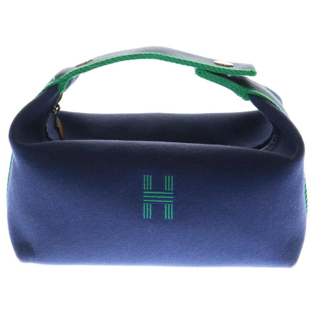 HERMES(エルメス) BRIDE A BRAC PM ブリッドアブラックPM ポーチ コットンキャンバス ブルー/グリーン
