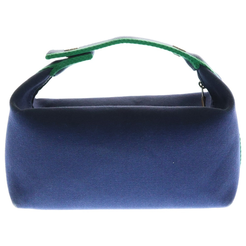 HERMES(エルメス) BRIDE A BRAC PM ブリッドアブラックPM ポーチ コットンキャンバス ブルー/グリーン