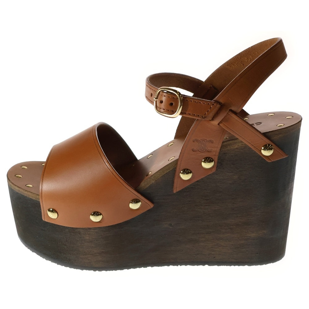 CELINE(セリーヌ) Les Bois Leather Wedge Sandal ウェッジソールサンダル ブラウン BF1119