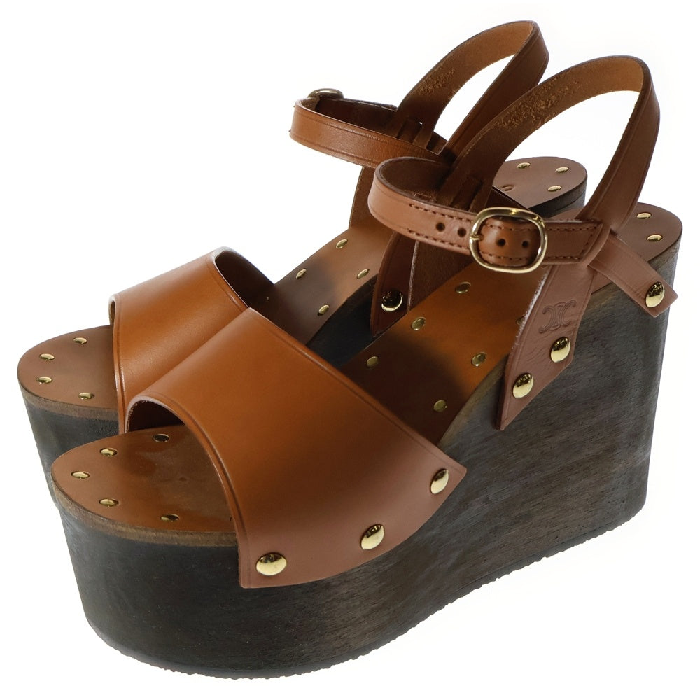 CELINE(セリーヌ) Les Bois Leather Wedge Sandal ウェッジソールサンダル ブラウン BF1119