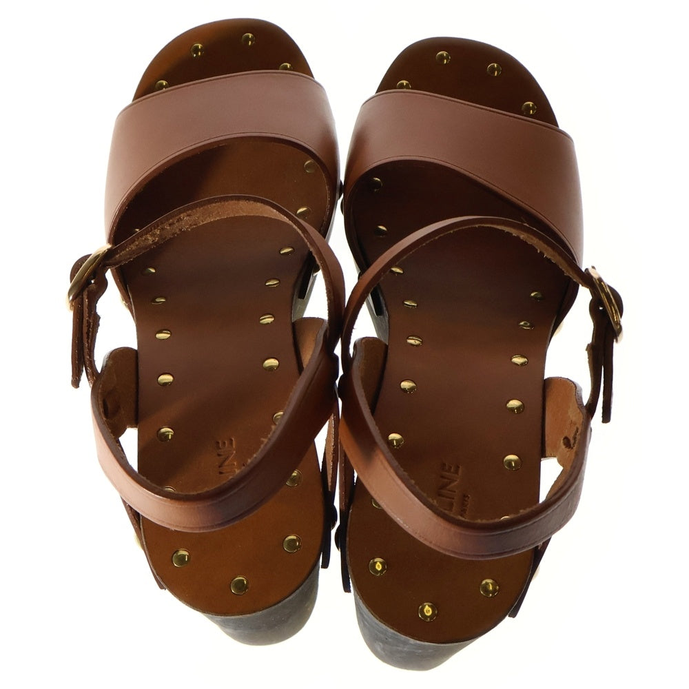 CELINE(セリーヌ) Les Bois Leather Wedge Sandal ウェッジソールサンダル ブラウン BF1119