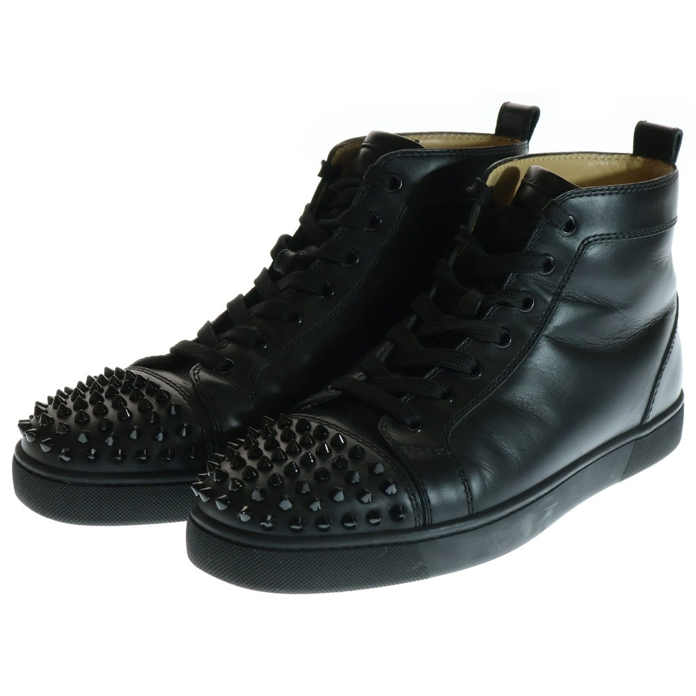 CHRISTIAN LOUBOUTIN(クリスチャンルブタン) スパイク スタッズ レザー レースアップ ハイカットスニーカー ブラック