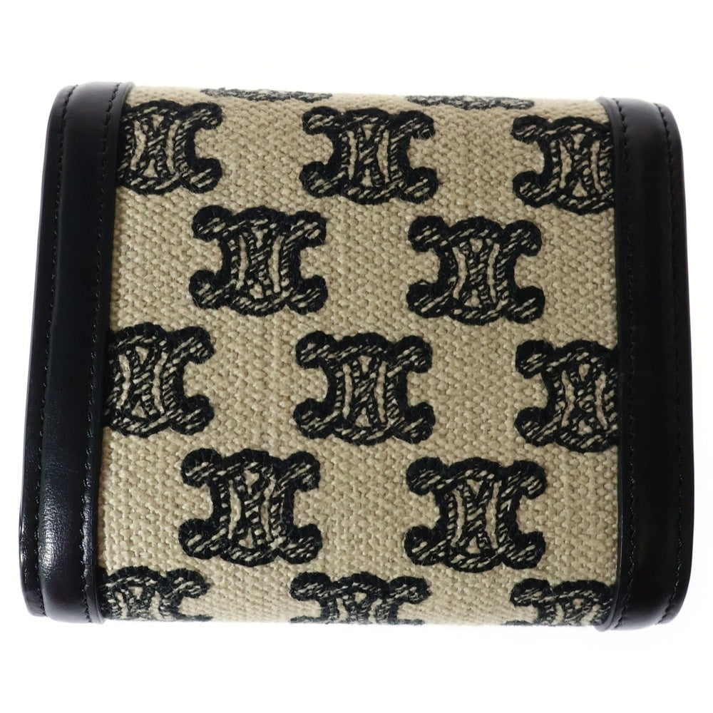 CELINE(セリーヌ) トリオンフ キャンバス スモールフラップウォレット 三つ折り財布 10D782DAW ホワイト/ブラック