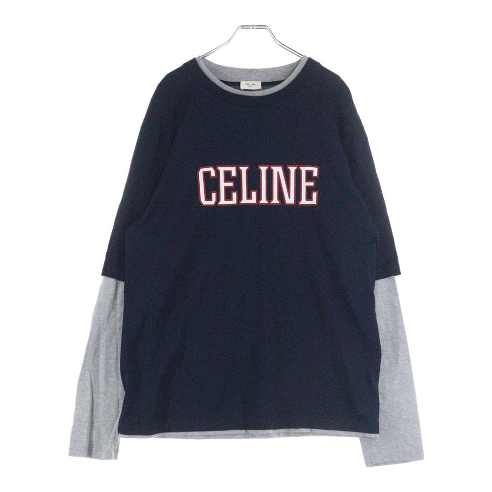 CELINE(セリーヌ) 25SS レイヤードルーズ長袖Tシャツ RX06N671Q ネイビー
