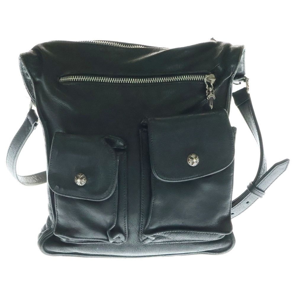 CHROME HEARTS(クロムハーツ) F-SLINGER Fスリンガー フラップクロスボールボタン レザーショルダーバッグ ブラック