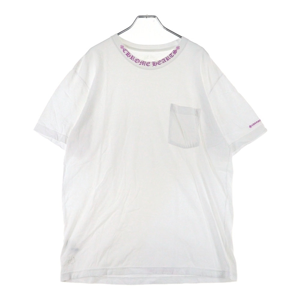 CHROME HEARTS(クロムハーツ) NECK LOGO TEE ネックロゴプリント クルーネック 半袖Tシャツ カットソー ホワイト