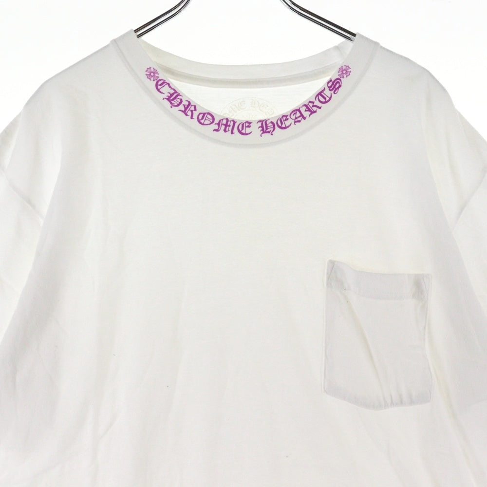CHROME HEARTS(クロムハーツ) NECK LOGO TEE ネックロゴプリント クルーネック 半袖Tシャツ カットソー ホワイト