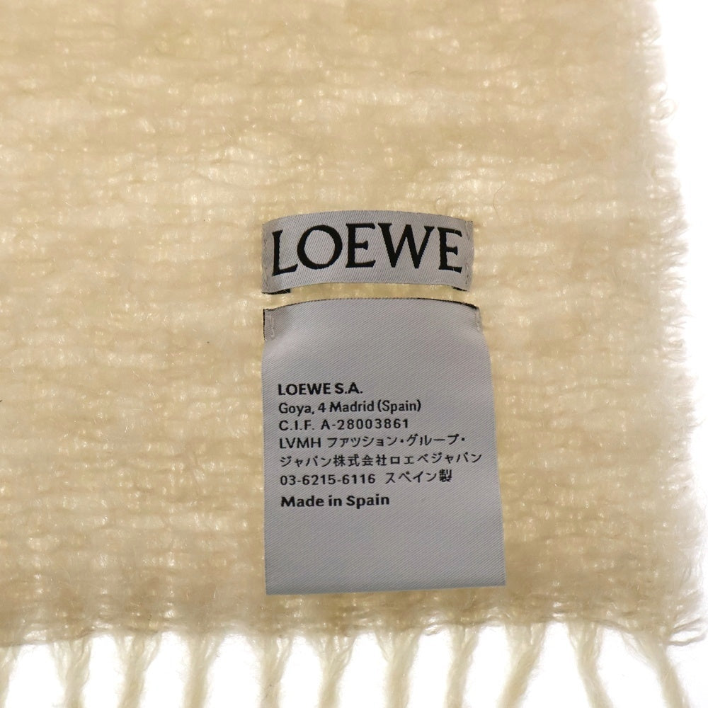 LOEWE(ロエベ) モヘア ウール混 フリンジマフラー ホワイト