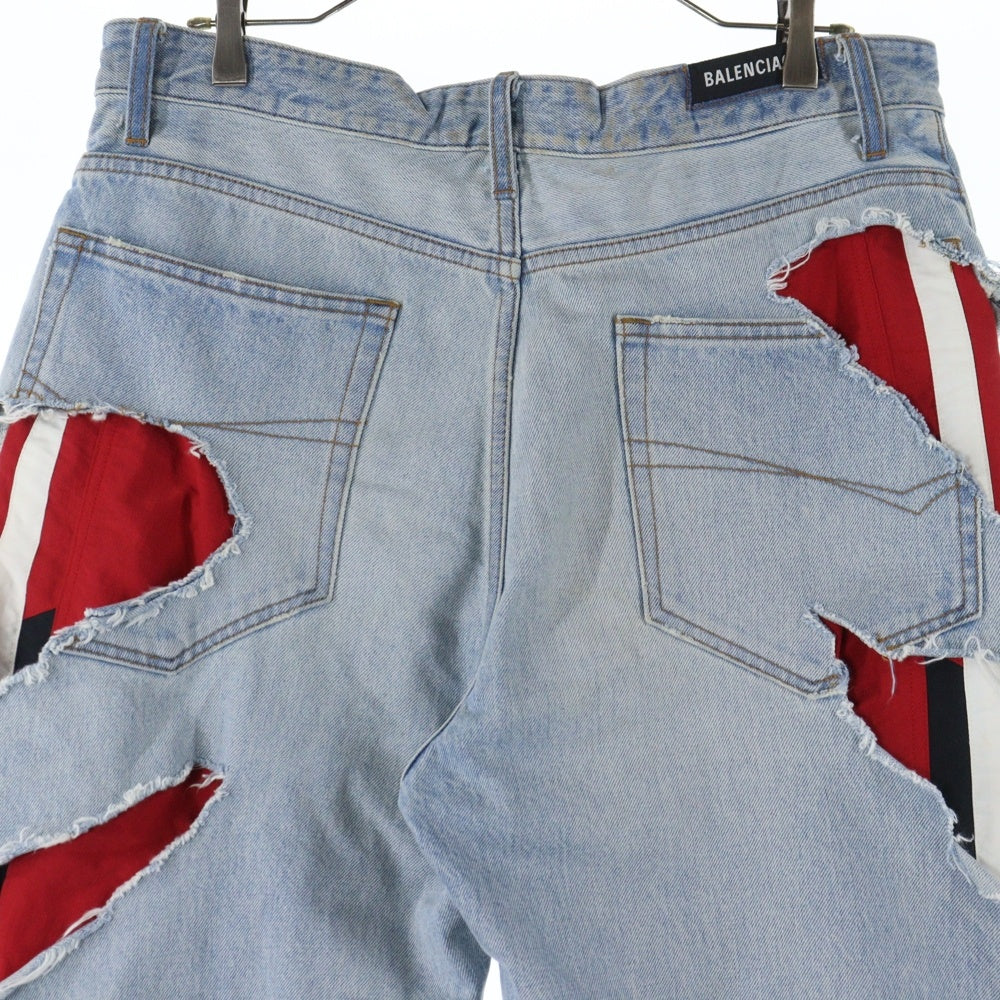 BALENCIAGA(バレンシアガ) 21AW SLASHED デニムパンツ レイヤード ダメージ加工 662764 TBP46 インディゴ