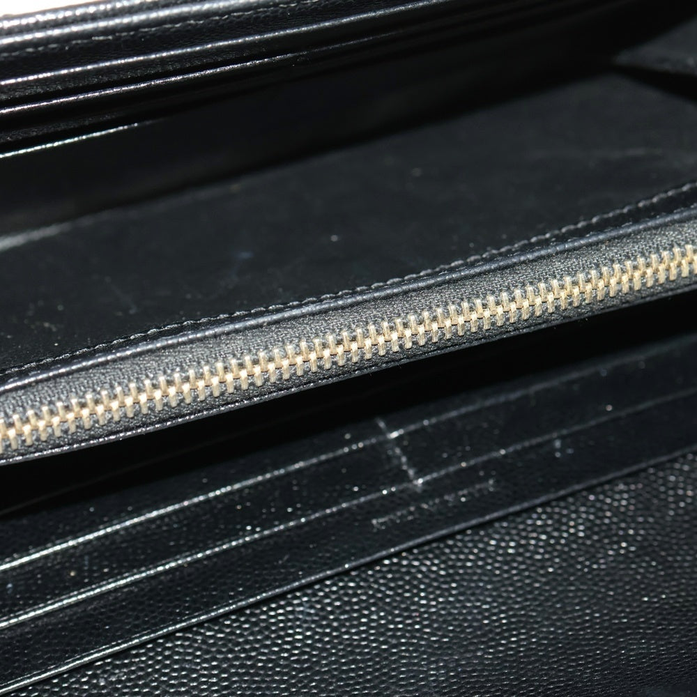 SAINT LAURENT PARIS(サンローランパリ) カサンドラ Vステッチ ラージフラップ レザーロングウォレット 長財布 GUE372264 ブラック