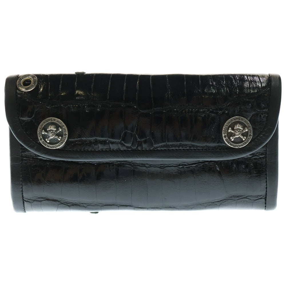 Bill Wall Leather/BWL(ビルウォールレザー) シャイニーアリゲーター レザー ロングウォレット 長財布 ブラック