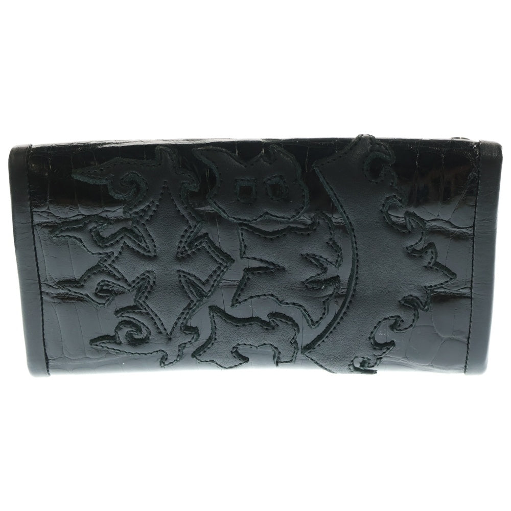 Bill Wall Leather/BWL(ビルウォールレザー) シャイニーアリゲーター レザー ロングウォレット 長財布 ブラック