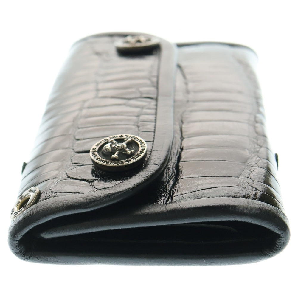 Bill Wall Leather/BWL(ビルウォールレザー) シャイニーアリゲーター レザー ロングウォレット 長財布 ブラック