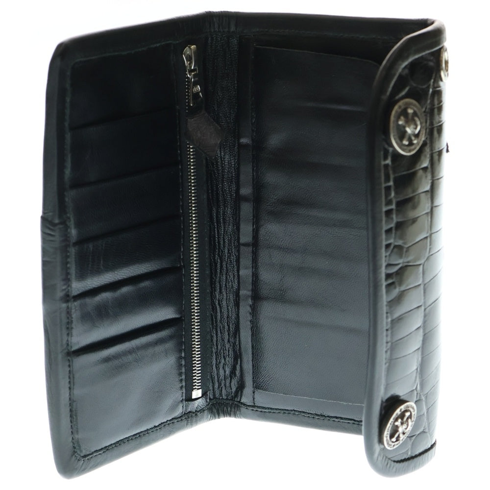 Bill Wall Leather/BWL(ビルウォールレザー) シャイニーアリゲーター レザー ロングウォレット 長財布 ブラック