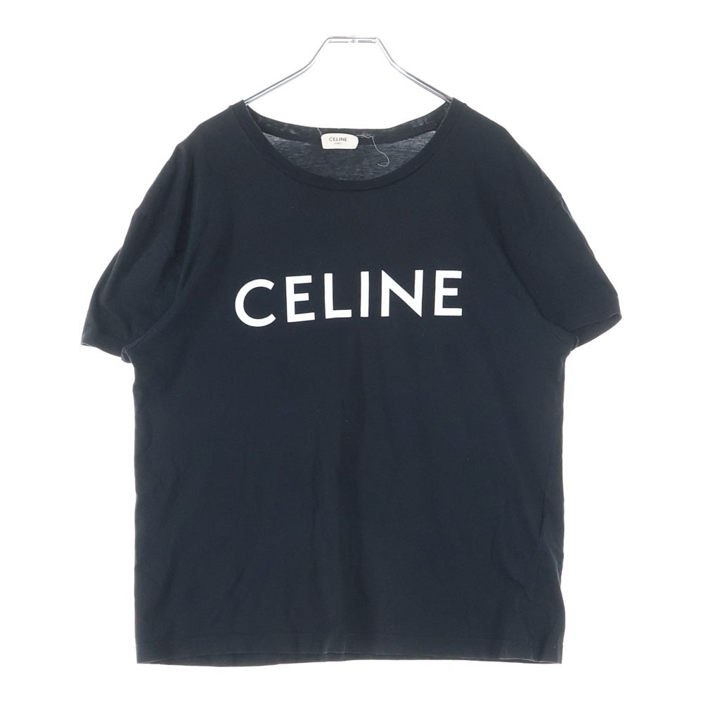 CELINE(セリーヌ) フロント ロゴプリント クルーネック半袖Tシャツ ブラック X008370E