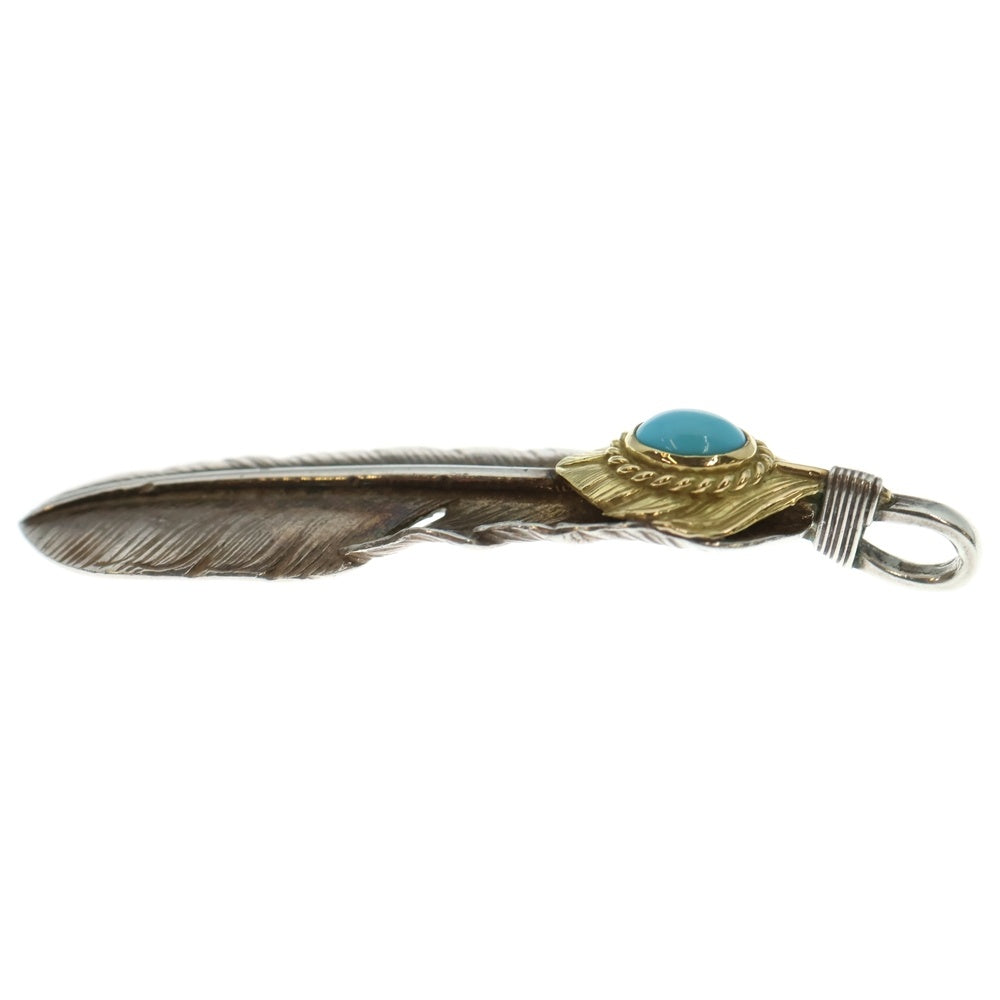 goro's(ゴローズ) 【現行】上金金縄ターコイズ特大フェザー 左向き ペンダントトップ シルバー/ゴールド