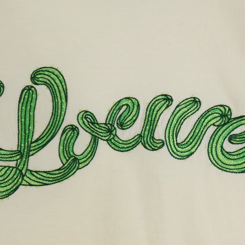 LOEWE(ロエベ) 22SS Cactus Logo Embroidery Tee パウラズイビザ ロゴ刺繍ショートスリーブカットソー 半袖Tシャツ ベージュ S616Y22J02